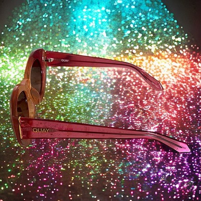 Quay Real Me Sunglasses Geometric Pink Ombre Frame Brown  display picture 3