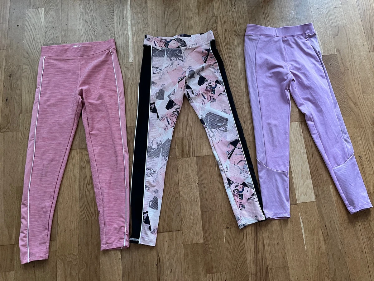 Three Pairs Of Dance Gymnastics Leggings Lycra Age 10-11. Lilac Pink  Matalan F&F