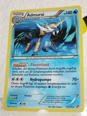 Pokemon Karte Admurai Samurott Schwarz Weiss 32/114 Holo Rare Black White 2011