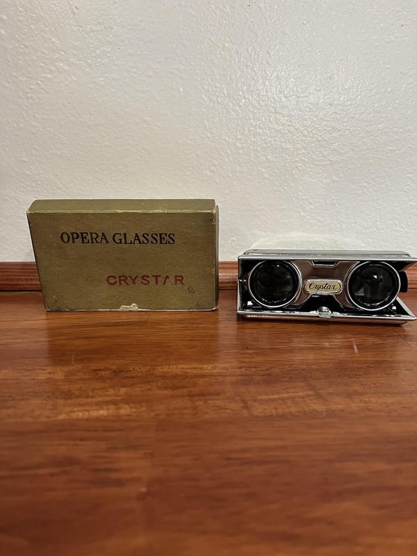 Vintage Crystar Lens Opera Glasses Japan POP UP Binoculars Red