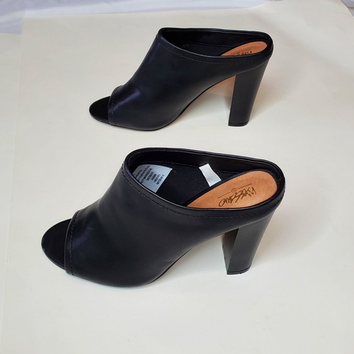 Mossimo Black heel pump block slide on Shoes 4" Open Toe Womens 9.5 *Minor Wear