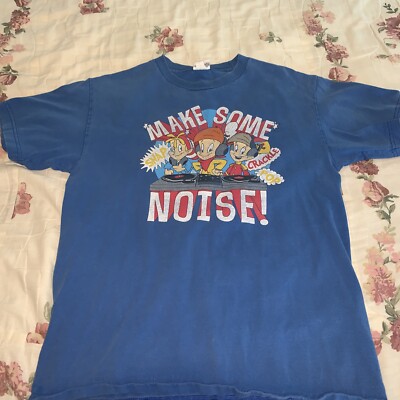 Kellogg s Snap Crackle Pop DJs rice krispie cereal blue tee size medium