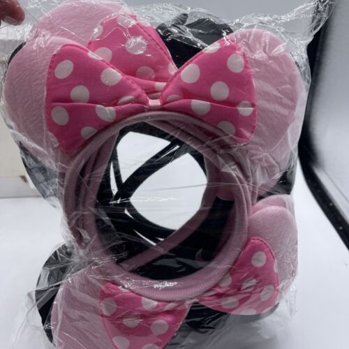 Disney Mickey and Minnie Mouse Pink And Black Fabric Ears Headband 18 total New - Picture 1 of 5