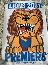 VINTAGE RARE PROTOTYPE BRISBANE LIONS WEG 2001 PREMIERS POSTER AFL FOOTBALL SIGN