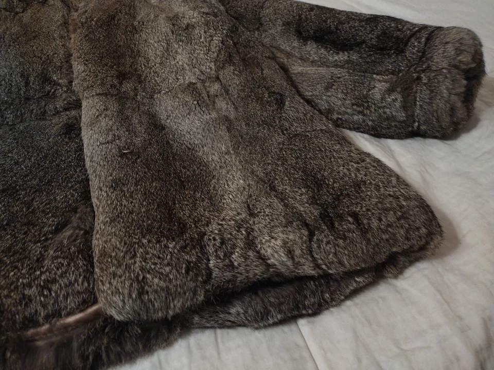 Vintage Berman’s France Rabbit Fur Coat Women's Long Sleeve Lined Size Medium - Image 3 of 4