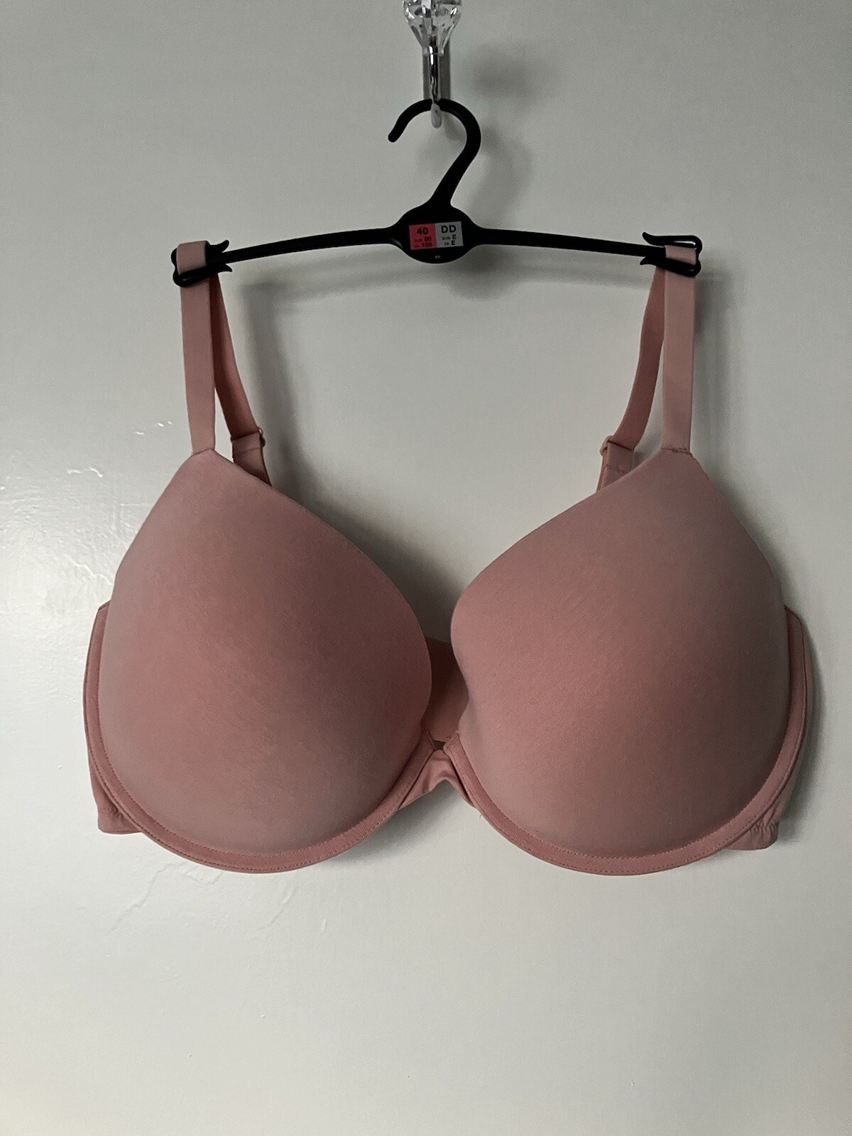 M&S Blush Pink Nude Cotton Rich Plunge Padded Underwire Bra 40 DD