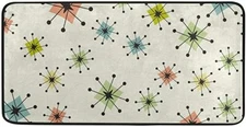  Vintage Atomic Stars Retro Kitchen Rug Indoor Outdoor Non-Slip Kitchen Rug Comf