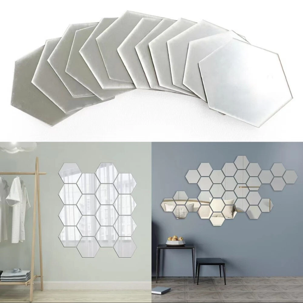 Hexagon mirror stickers deals