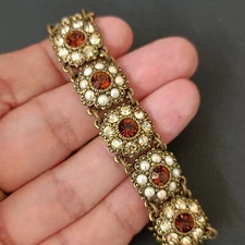 Michal Negrin Bracelet Victorian Revival Crystal Floral Romantic Cocktail Brown