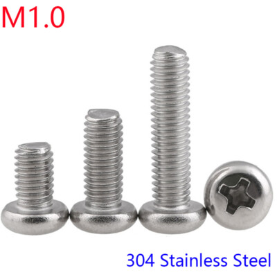 M1.0 - 0.25 304 Stainless Steel Phillips Pan Head Machine Screws DIN 7985A bolts
