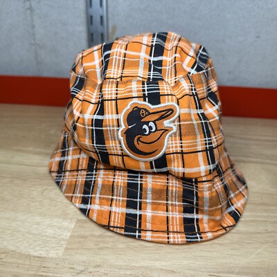 Baltimore Orioles Miller Lite Bucket Hat Orange Plaid
