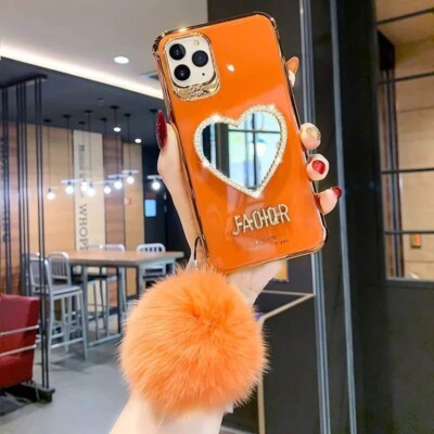 Case Iphone Pro Max Luxury Mirror Orange Color Sillicone