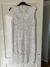 Next Ladies Beautiful Cream Lace Dress Lined Size 16 RRP £75 New & Tagged