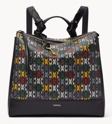 Fossil Elina Convertible Small Backpack black multicolor logo print.‎ Fossil Women main image 4