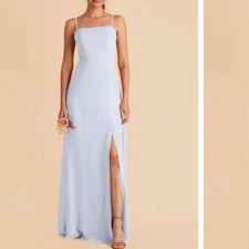 Birdy Grey Ice Blue Chris Chiffon Split Dress Removable Straps SZ XS