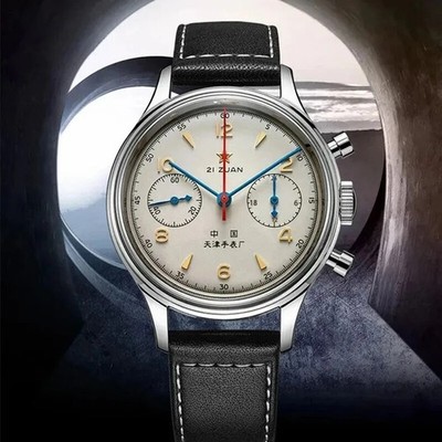 Herren 1963 Fliegeruhr 42mm wasserdichter Retro Quarz Chronograph Edelstahl DE