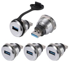 5 PCS USB 3.0 Panel Mount Male To Female Pass Through Coupler Adapter Cable