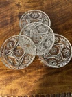 Set of 4 Vintage Anchor Hocking Clear Glass Star of David Coasters - 3 1/2"
