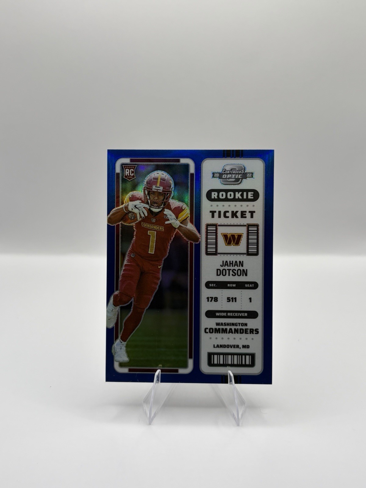 2022 Panini Contenders Optic - Rookie Ticket Jahan Dotson #77 Blue Prizm /99