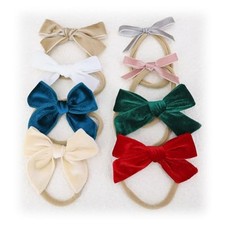 Jomila 8 Pcs Velvet Bow Headband for Newborn Toddler Girls Hair Bow Elastic