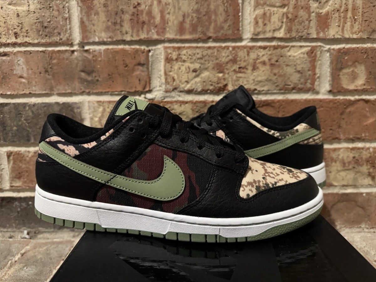 dunk low black oil green