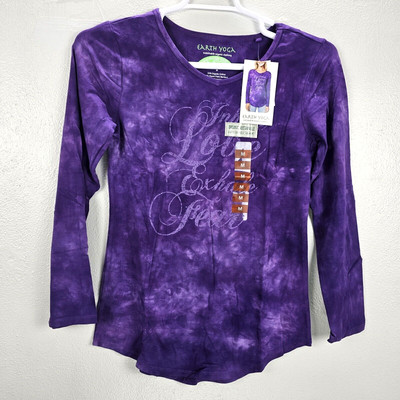 ''Inhale Love Exhale Fear'' Earth Yoga Top Womens Medium Purple Ladies Long Sleeve