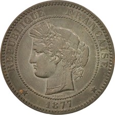 [#406428] Coin, France, Cérès, 10 Centimes, 1877, Paris, EF, Bronze, KM:815.1