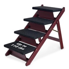 Wooden Dog Stairs/Steps - Foldable 4 Steps Dog Steps for High Bed Couch Cars,...