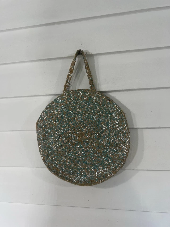 Bolsa de palha Z&L Anthropology círculo praia casual tecido circular Y215A pré-propriedade - Imagem 2 de 4