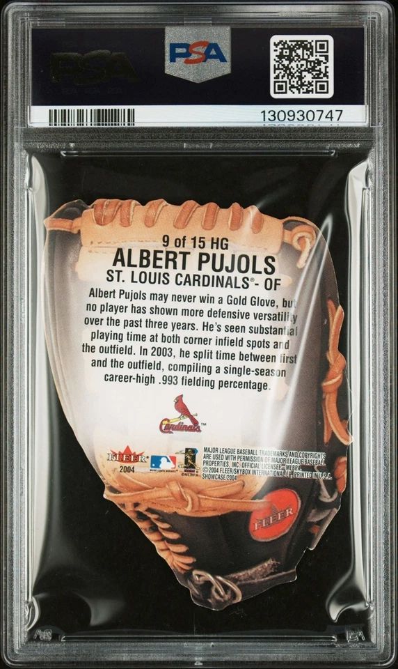 2004 Fleer Showcase ALBERT PUJOLS #9 Hot Gloves Die-Cut SSP RARE PSA 9 *POP 2* - Image 2 of 3