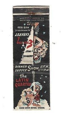 the Latin Quarter   Matchcover  America's most exciting cabaret
