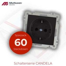 Economy set 60 x Schuko sockets flush-mounted Mutlusan Candela black matt look