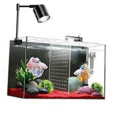Fish Tank, 3 Gallon Ultra-Clear Glass Black transparent with Adjustable Light