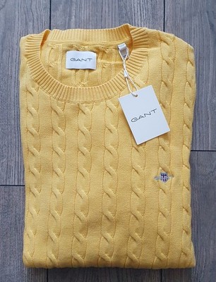 Gant Cotton Cable Zopfmuster Pullover 3XL ( Eher XL) Smooth Yellow Gelb Np...
