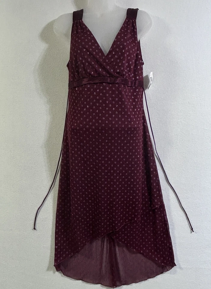 Vestido Y2K Años 90 De Colección L Punto Granate Babydoll Hada Sin Mangas Asimétrico Capricho Foto 2 de 4