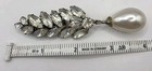 Vintage Glamorous Silver Tone Rhinestone Faux Pearl Drop Lapel Scarf Pin Brooch — photo 5