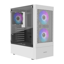 GAMDIAS White RGB Gaming ATX Mid Tower Computer PC Case with Side Tempered Gl...