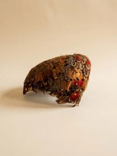 Vintage 1950s Feather Cocktail Hat Pheasant Feather Cap Rhinestone Studded Halo