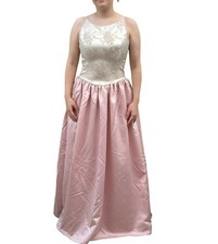 Vintage Jessica McClintock Gunne Sax Pink Gold Brocade Satin Princess Gown 9/10