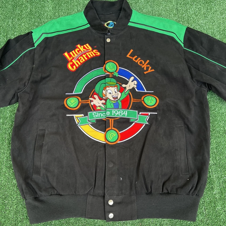 Chaqueta para hombre Lucky Charms XL negra Nascar Racing bordada duende nueva con etiquetas de colección Foto 2 de 4