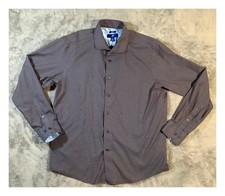 Egara Men's XL Slim Fit Non-Iron Dress Shirt Gray Geometric