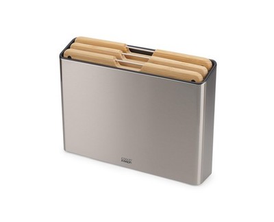 Cutting Board Set 3 Piece Bamboo Stainless Steel Case Joseph Folio
