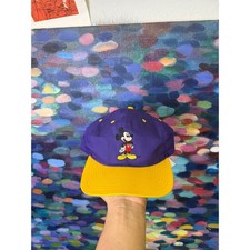 Vintage Mickey Unlimited Disney Snapback Hat Purple Yellow Mickey Mouse Cap