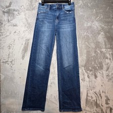 Risen Jeans High Rise Wide Leg Distressed Medium Wash Denim 7/28