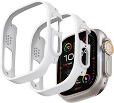 2 Pack Bumper Case for Apple Watch Ultra 49mm Slim Thin Shockproof Cover White