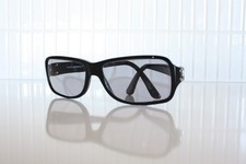 AUTH Chanel Sunglasses Logo Black Wraparound Quilted CC Monogram 5050 Vintage RX