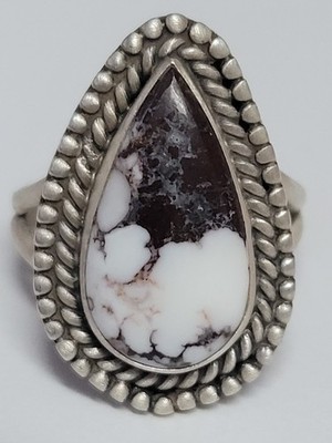Wild horse - size 7.75 Ring - SS 925 - handmade - full silver back