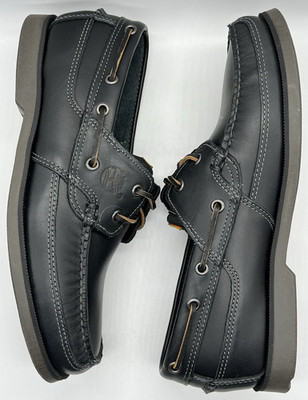 Vintage Timberland Briggs Bay Black Leather 2 Eye Boat Shoes 80527 Size 9 M