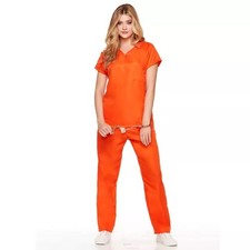 Spirit Got Busted Halloween Jail Prison Uniform Orange Costume Unisex Adult XS