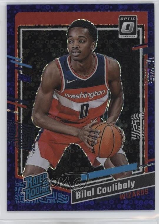 2023 Donruss Optic Fast Break Purple Prizm 90/99 Bilal Coulibaly Rookie RC 14cm